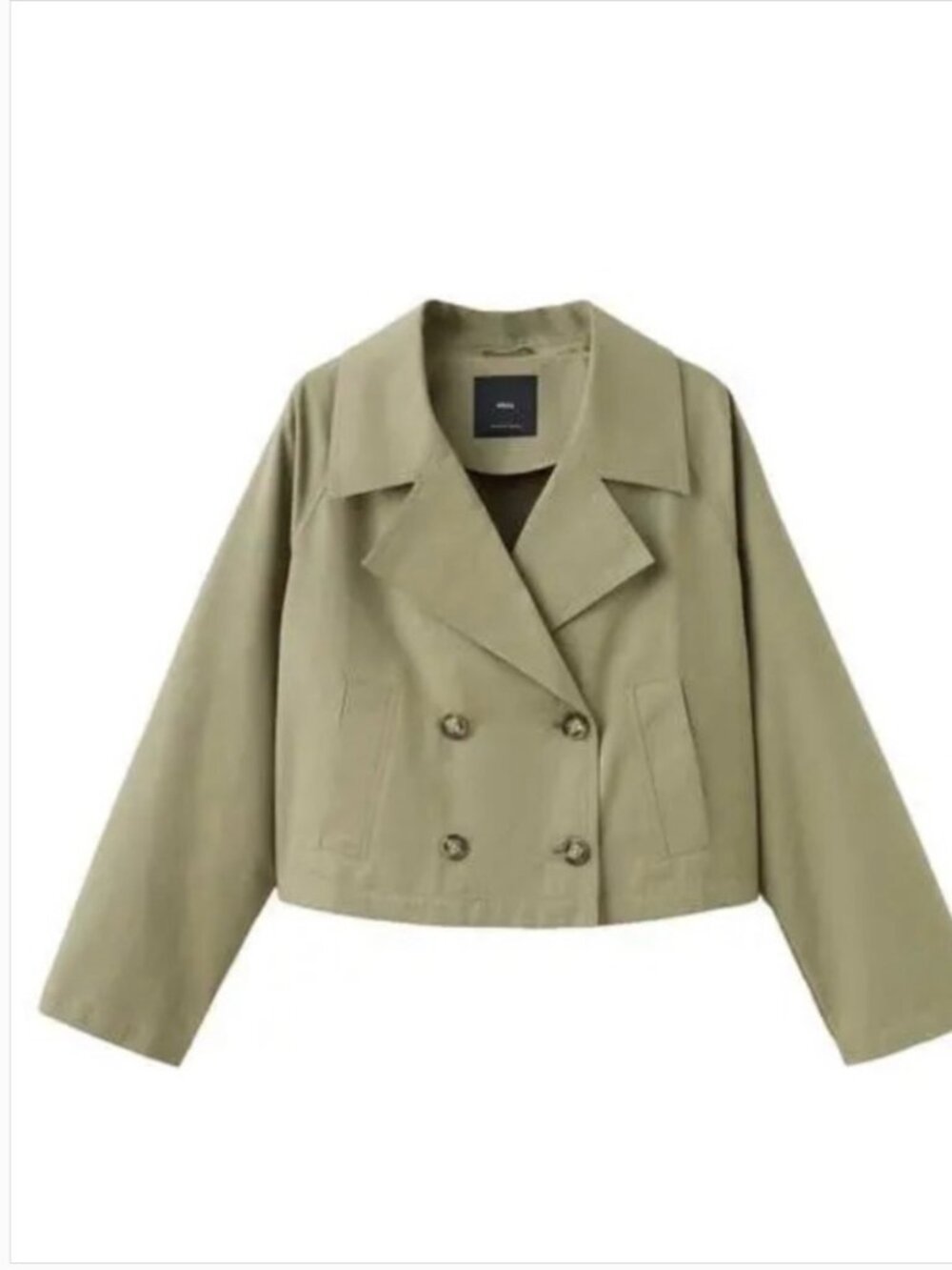 Mango - Cropped Double-Breasted Women’s Jacket - Sage Green